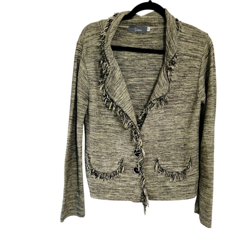 Willow Cardigan Sweater S Green Black Fringe Forest Fairy Grunge